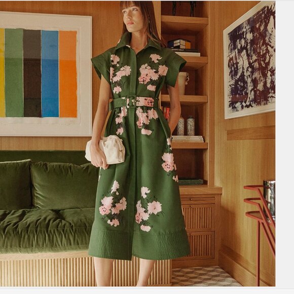 Tuckernuck | NEW Olive and Pressed Powder Floral Chloe Maxi Dress Size M - Picture 2 of 11